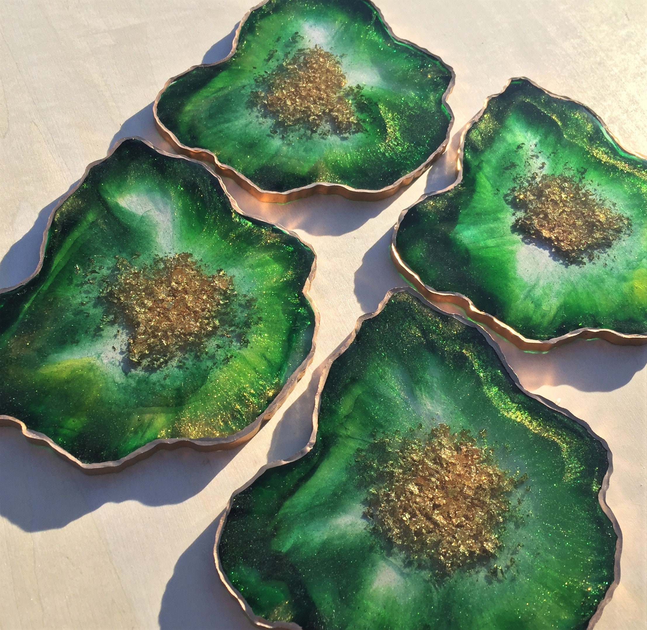 Emerald Green Geode Coasters