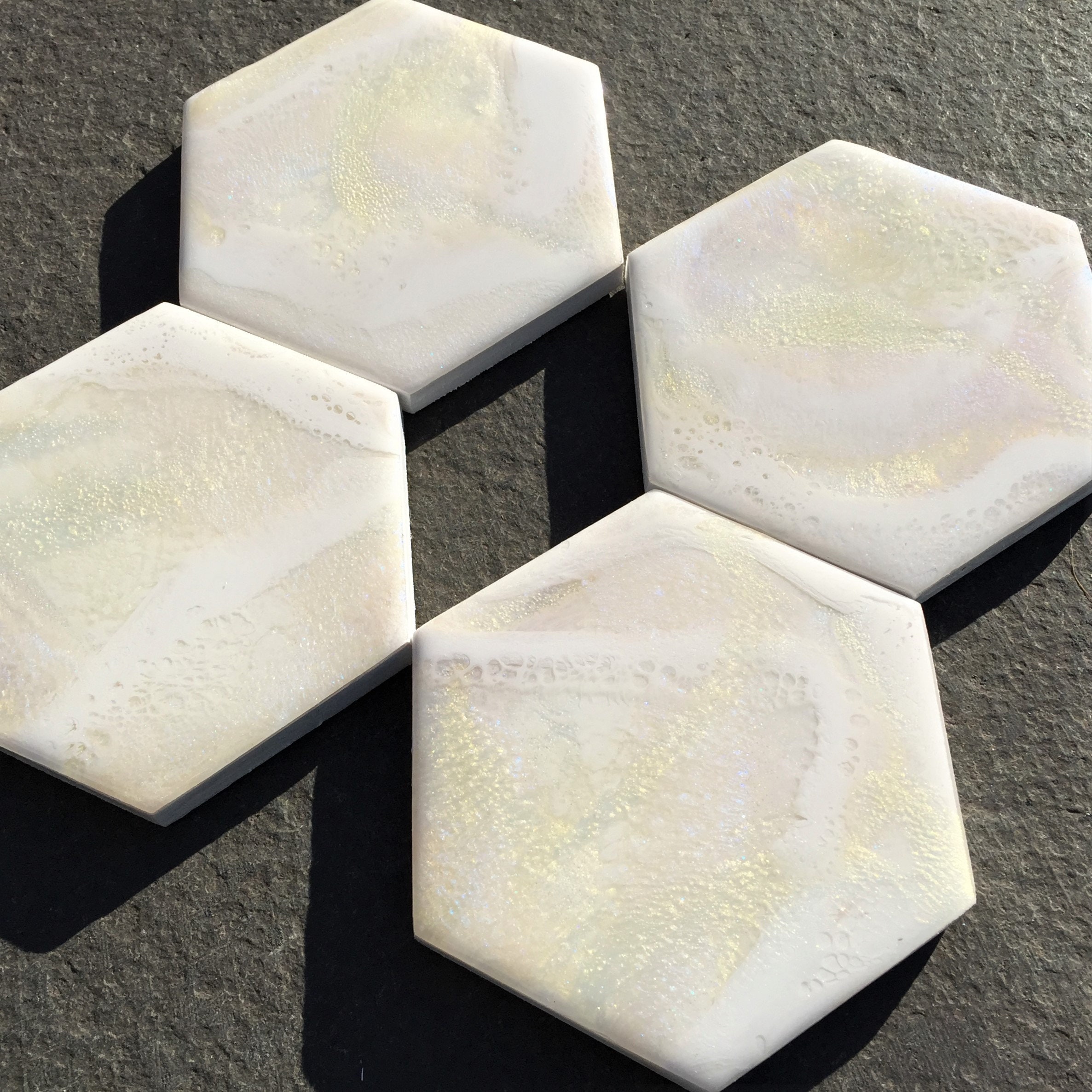 White Hexagon Coasters