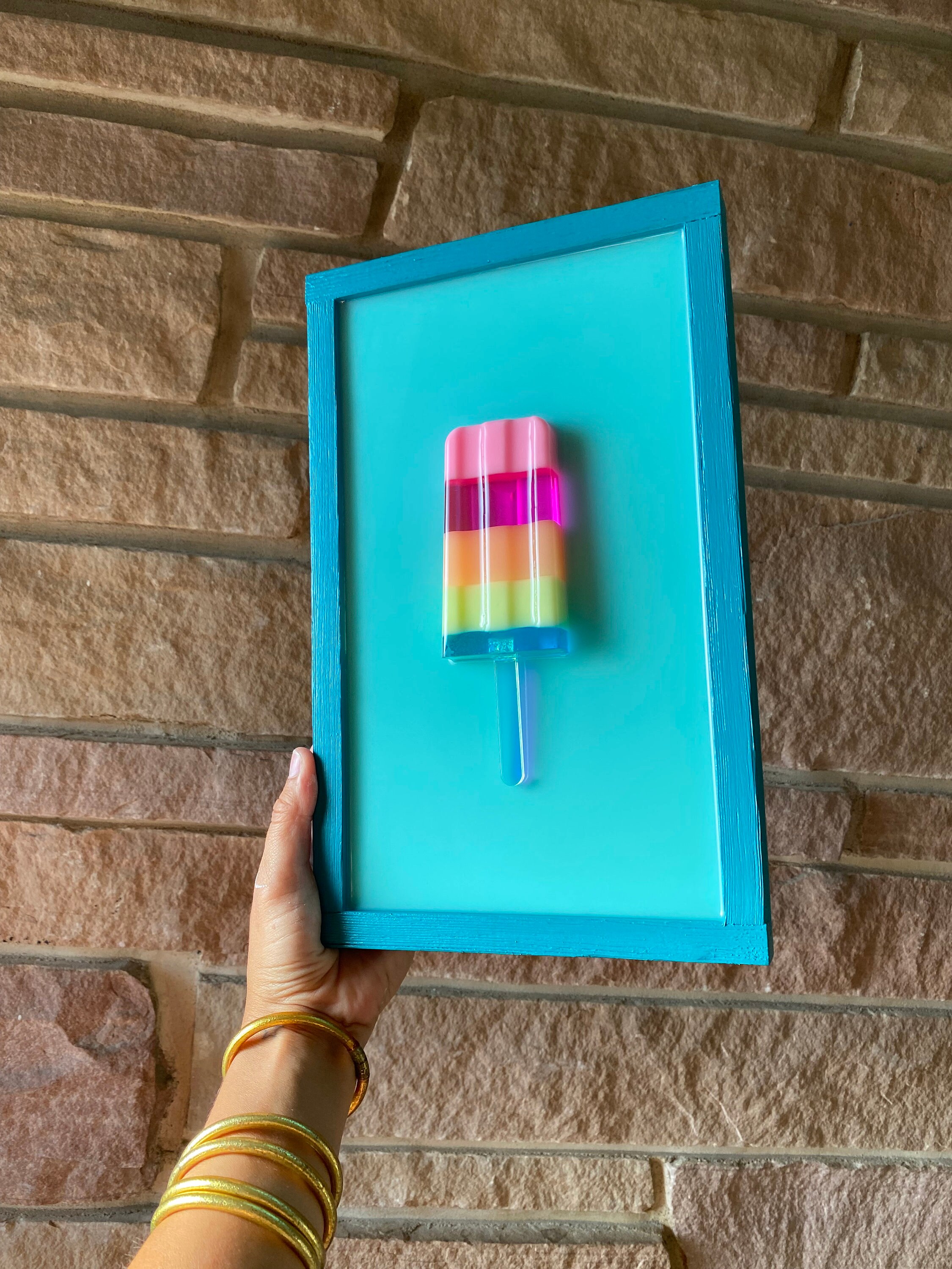 Rainbow Popsicle Painting, Pop Art Popsicle Wall Hanging