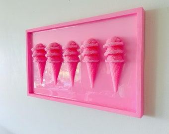 Ice Cream Painting, Pink on Pink Ice Cream Wall Hanging