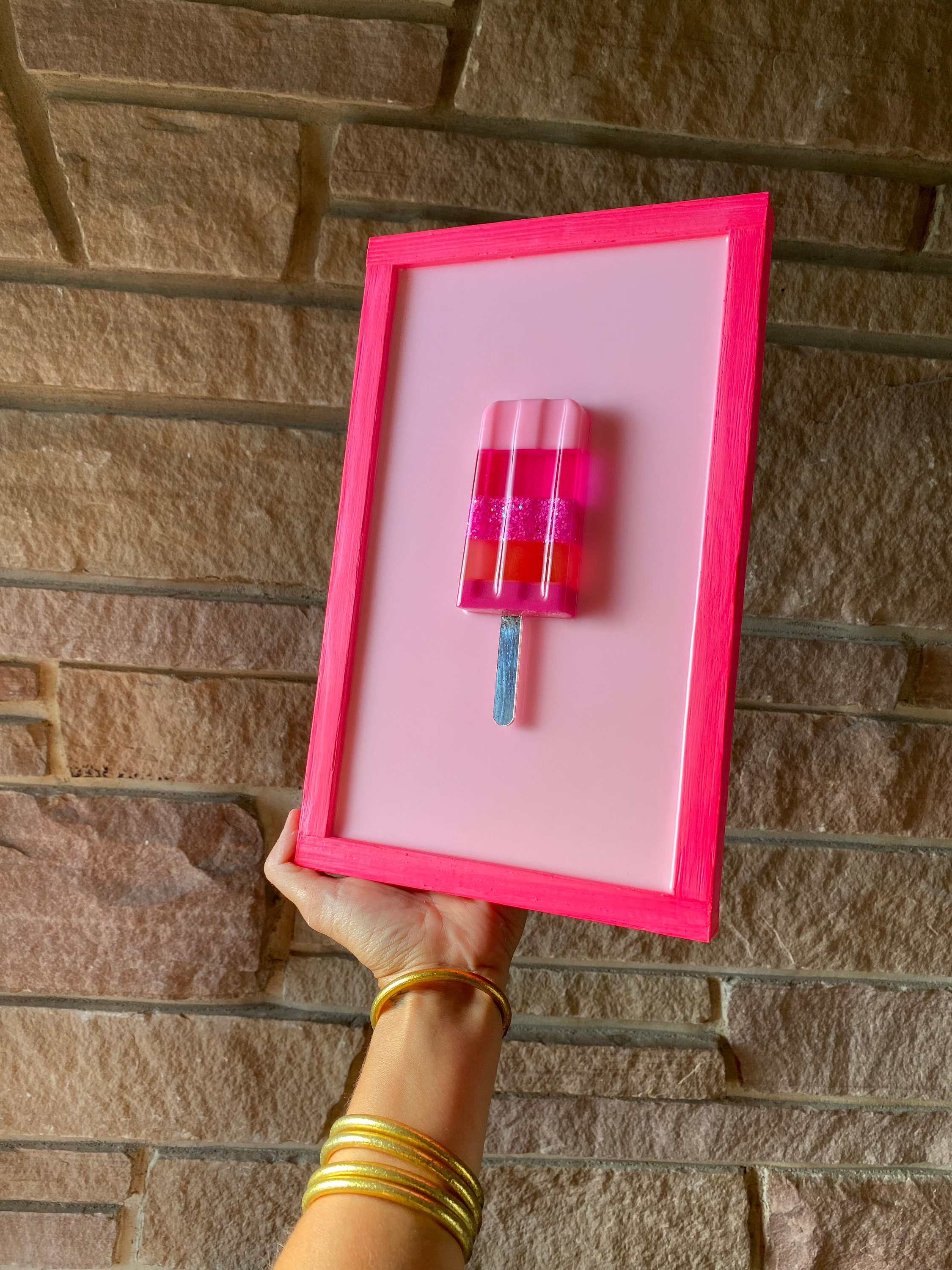 Rainbow Popsicle Painting, Pop Art Popsicle Wall Hanging