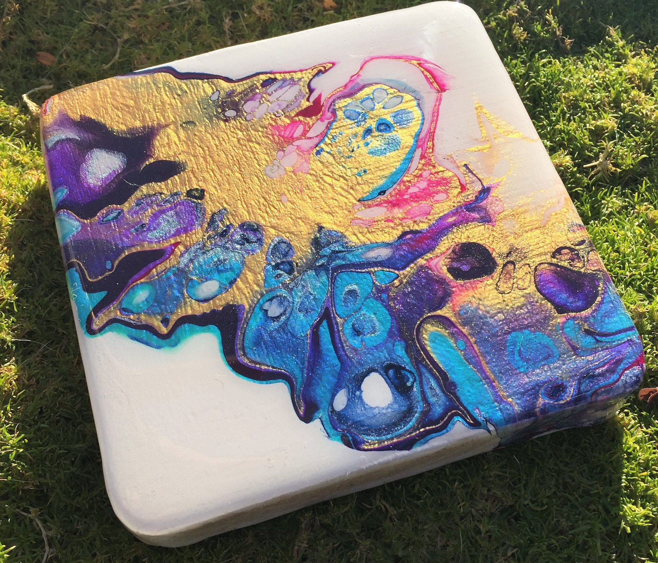 Coaster Set Decorative, Fluid Art Coasters