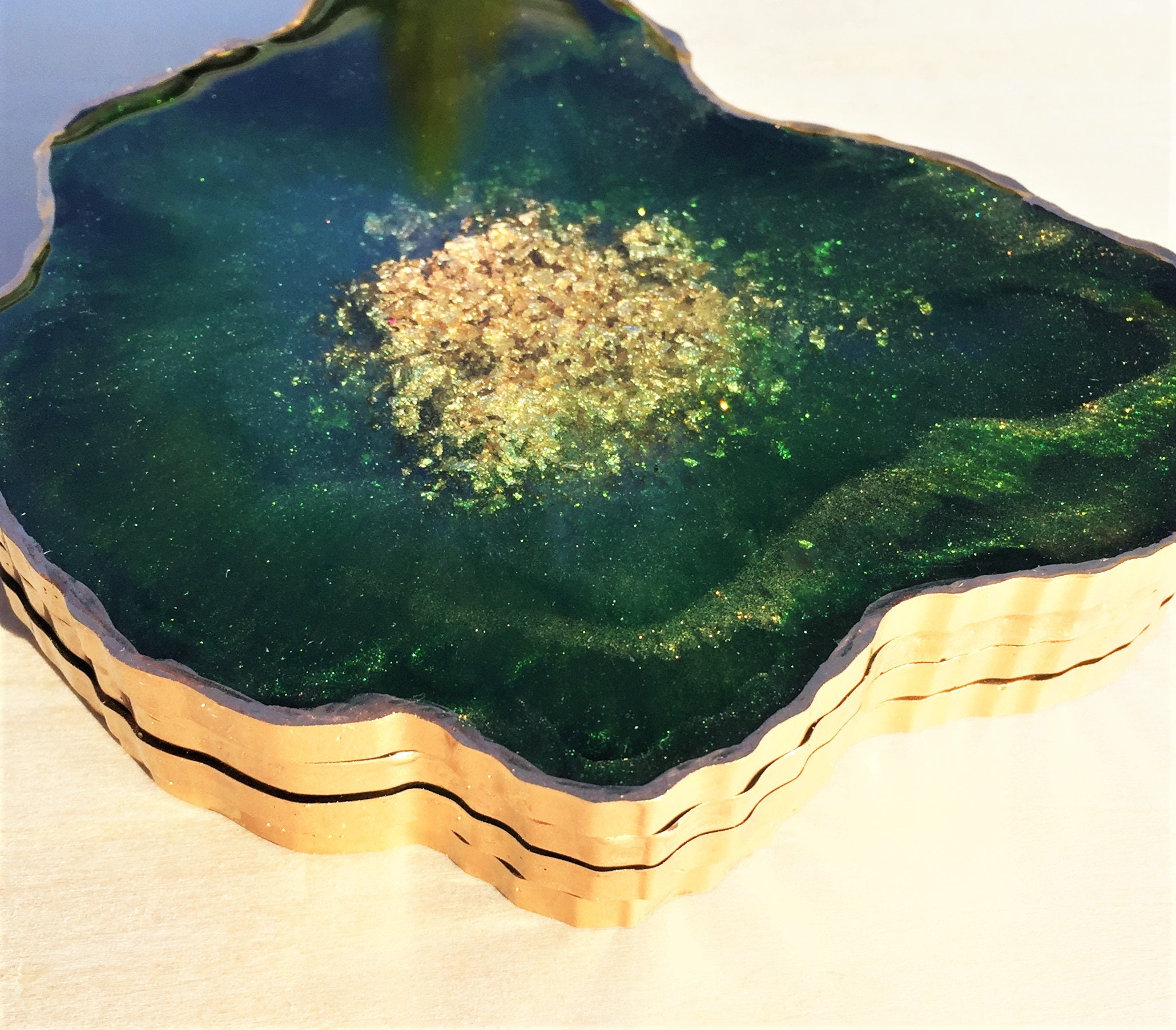 Emerald Green Geode Coasters