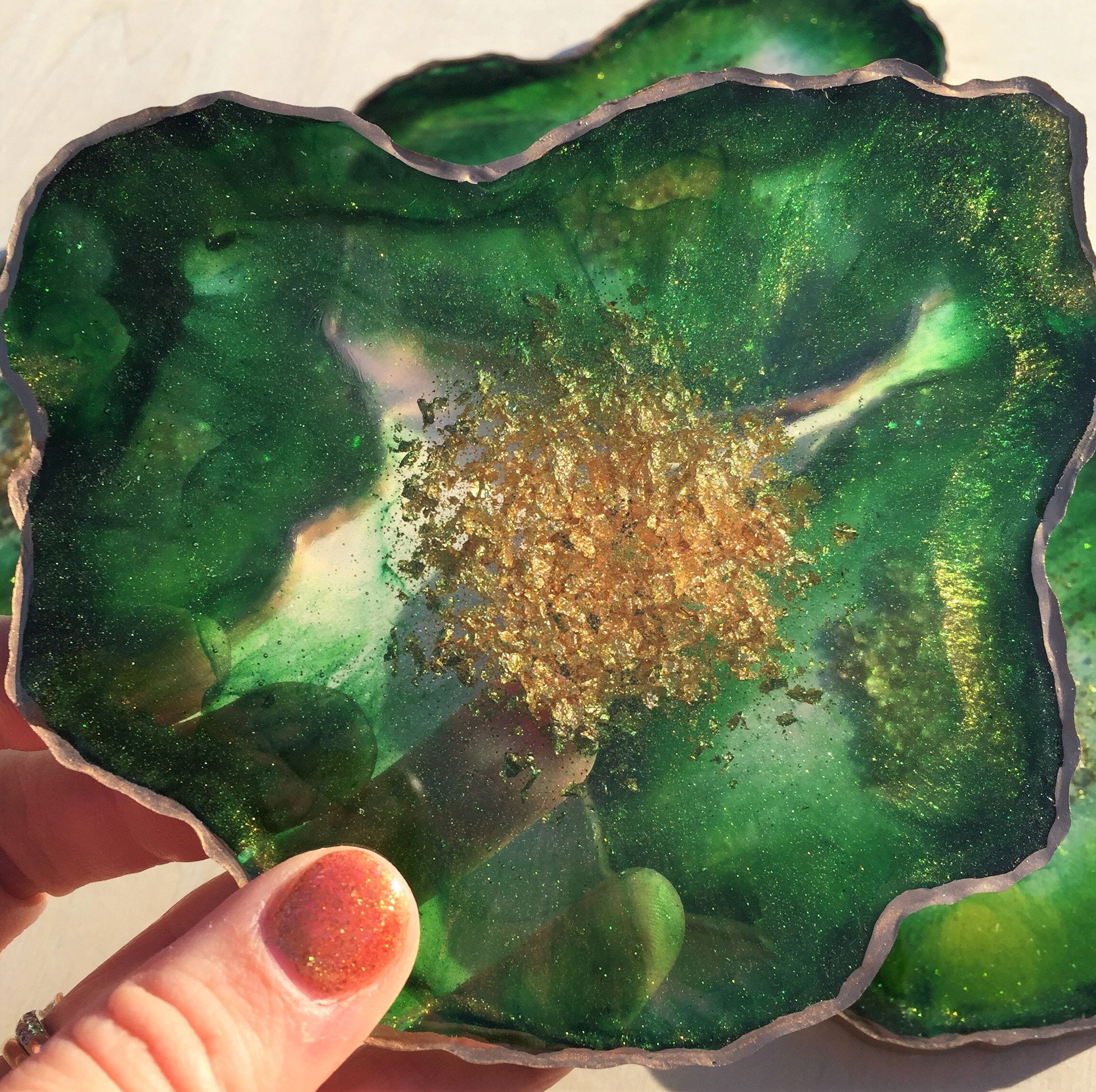 Emerald Green Geode Coasters