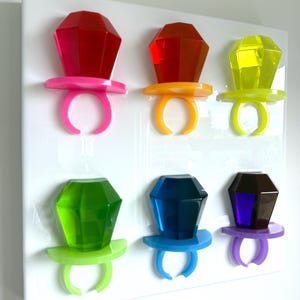 Gem Rings Painting, Pop Art Wall Hanging, 3D Resin Art