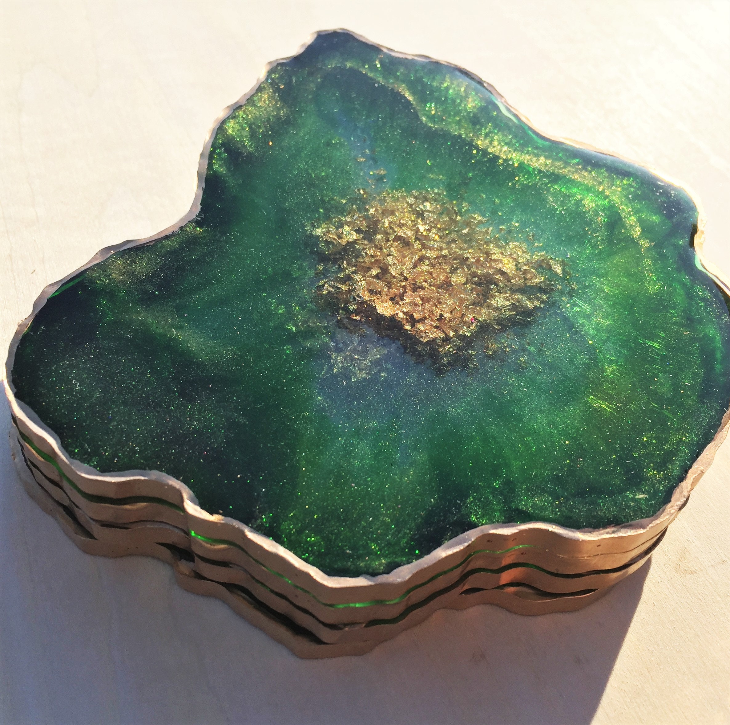 Emerald Green Geode Coasters