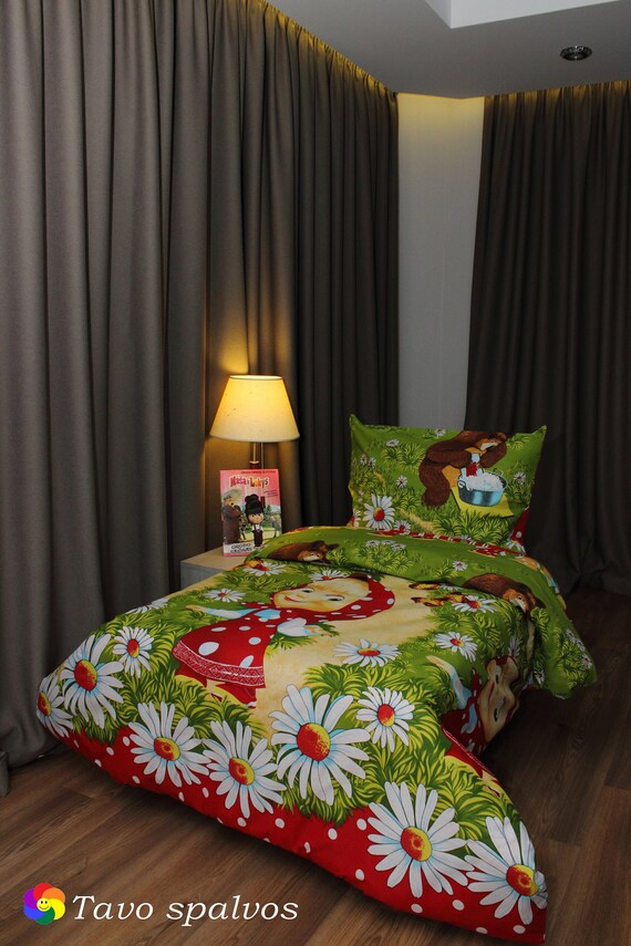 Masha And Bear Bedding Set Masha Bedlinen Set Girls Duvet Etsy