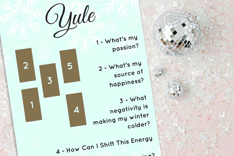 Pagan Yule Tarot Card Spreads for Book of Shadows Printable Tarot Card Spread for Christmas