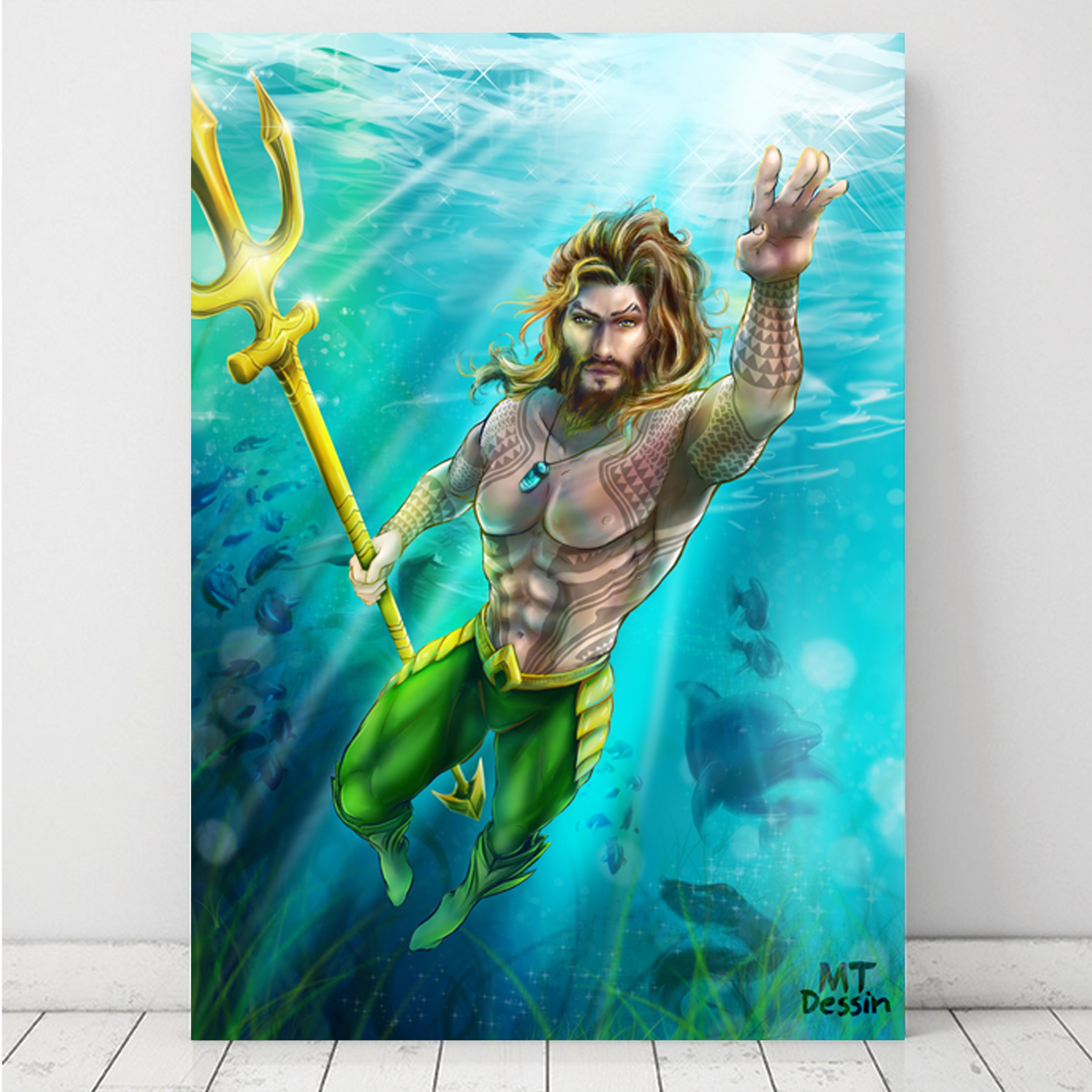 Aquaman Arthur Art Poster Dessine Digital Painting Under Sea Etsy