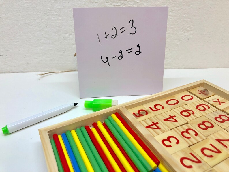 Wooden Mathematical Box Counting Sticks Montessori Toys Desk Etsy