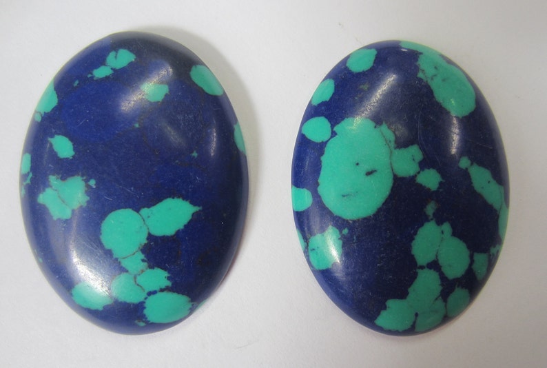2pcs 30x40mm 40x30mm Azurite Malachite Oval Synthetic Cabochon Gemstones Resin