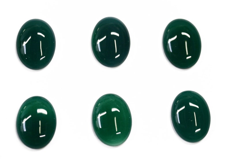 4pcs 10x14m 14x10mm Green Onyx Calibrated Oval Cabochon Cab Gems Gemstones US SELLER