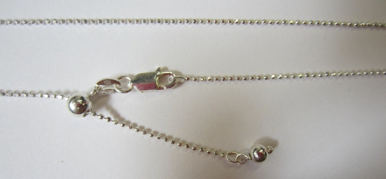 1.2mm Solid Sterling Silver Adjustable Diamond Cut Bead Chain Necklace up to 22 Jewelry
