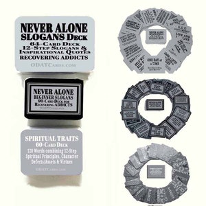 Never Alone 3-Deck Gift Set. 12-Step Recovery Slogan Meditation Cards. Help for recovering Addicts, Alcoholics & their Families people in NA