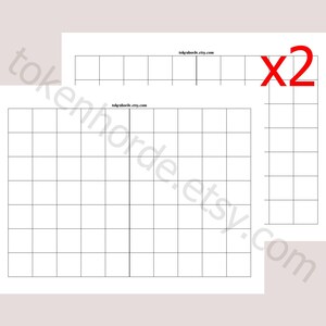 7 x 10 po. Carte TTRPG recto-verso, quadrillage carré de 2,5 cm (1 po.)