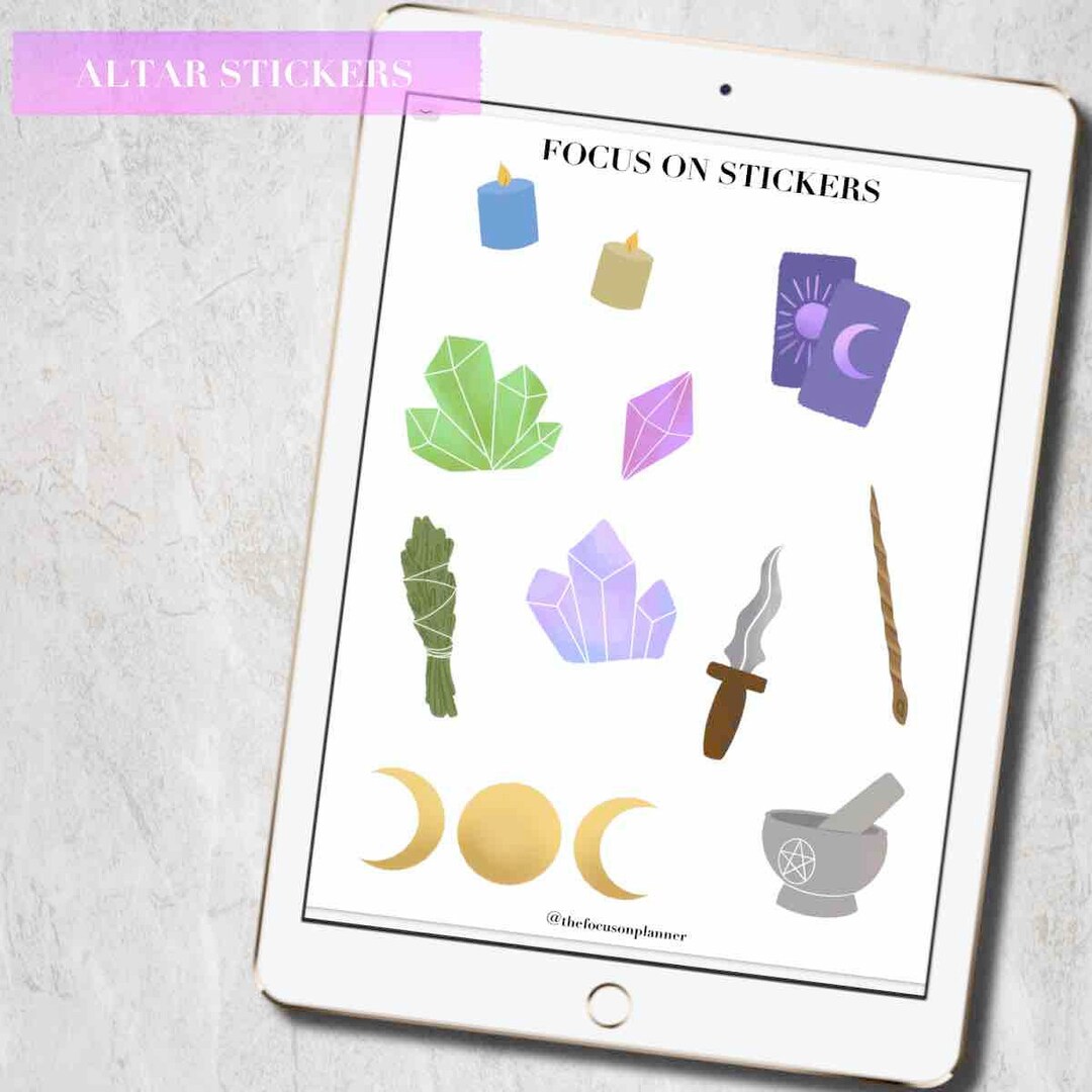 ALTAR Stickers, 11 Stickers, Moon, Crystals, Sage, Tarot, Candles ...