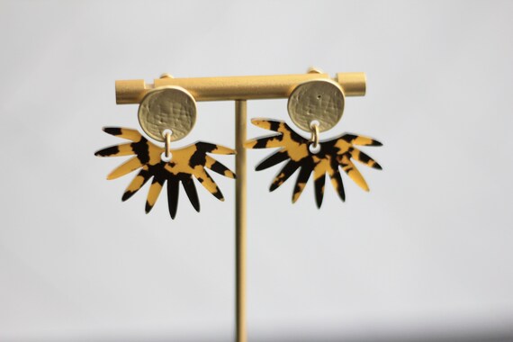 Fan Earrings Tortoise Shell Earrings 