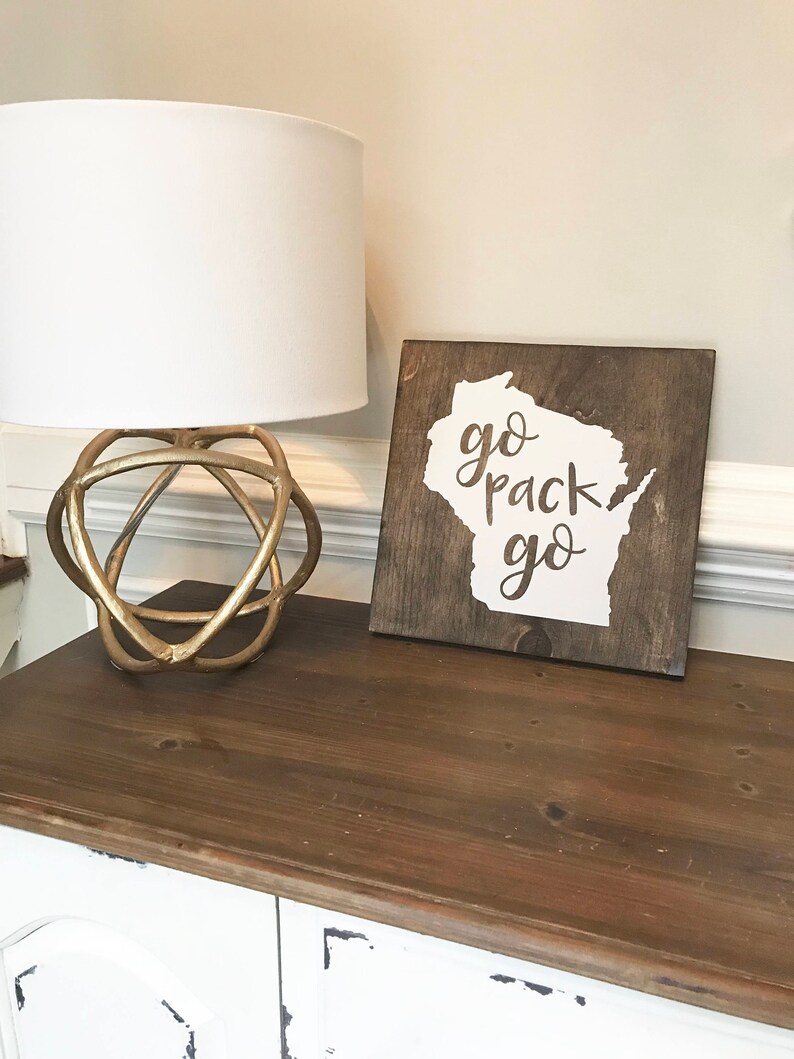 Packers Wood Sign Go Pack Go Green Bay Packers Decor Etsy