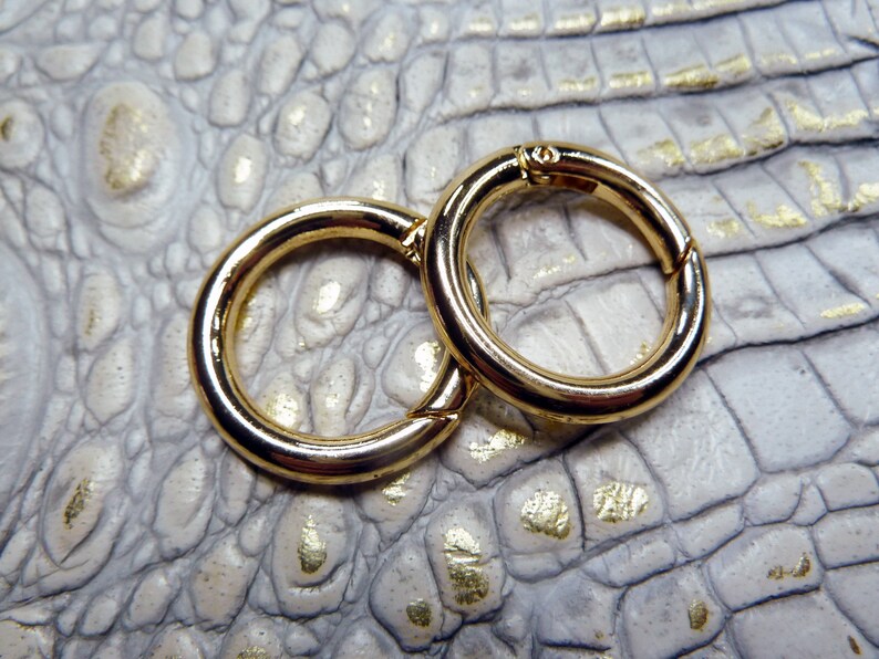 30mm OD Snap Rings|Bright Gold Plated Brass Metal O-Ring Fasteners|20mm ID Spring Gate Rings
