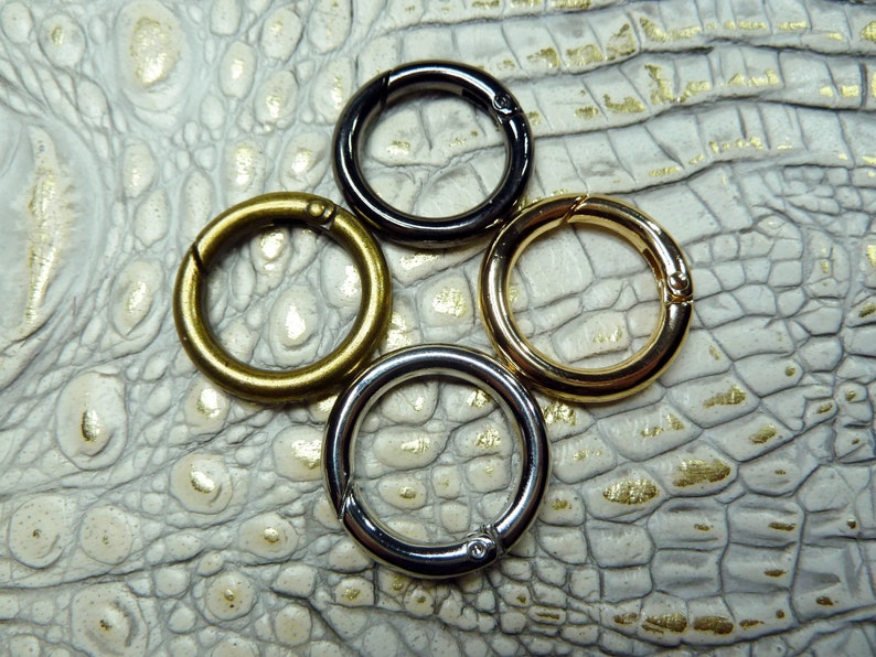 30mm OD Snap Rings|Bright Gold Plated Brass Metal O-Ring Fasteners|20mm ID Spring Gate Rings