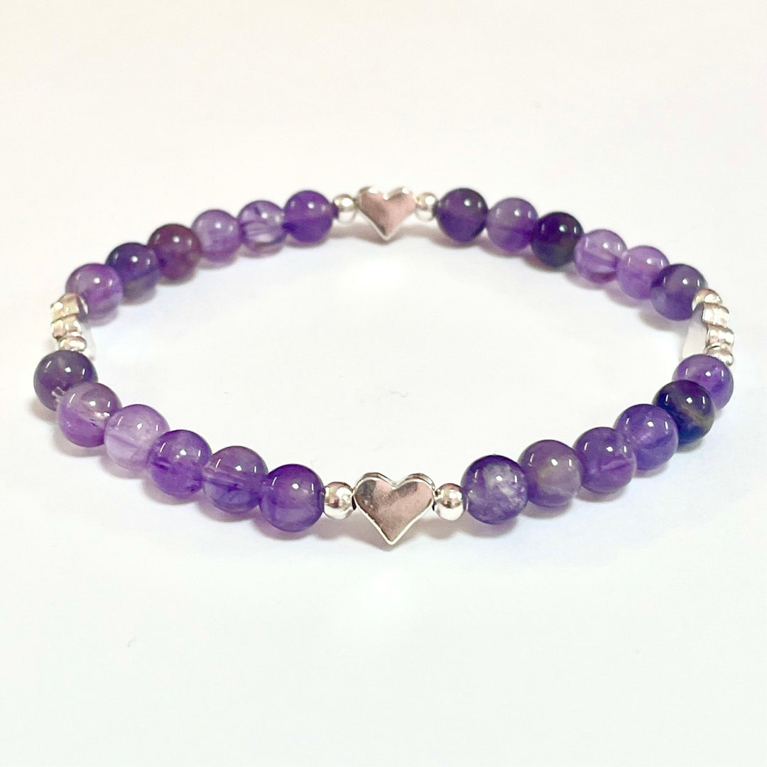 Ari Heart Silver Chain Bracelet in Amethyst main image 1