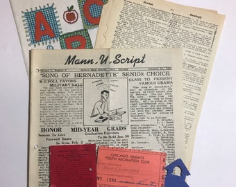 Junk Journal Kit - School Themed Journal Kit - Ephemera - DIY - Scrapbooking - Crafting