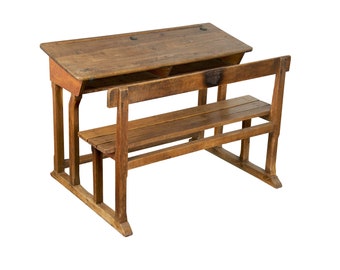 19th Century Country French Farmhouse Oak School Writing Desk