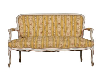 19th Century Country French Louis XV Painted Provincial Loveseat or Settee