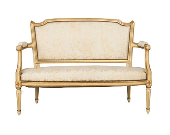 Vintage French Louis XVI Style Painted Provincial Loveseat