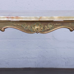 Antique French Louis XV Style Provincial Brass Coffee Table W/ Onyx Marble image 7