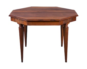 1930s French Art Deco Oak Octagonal Dining Table