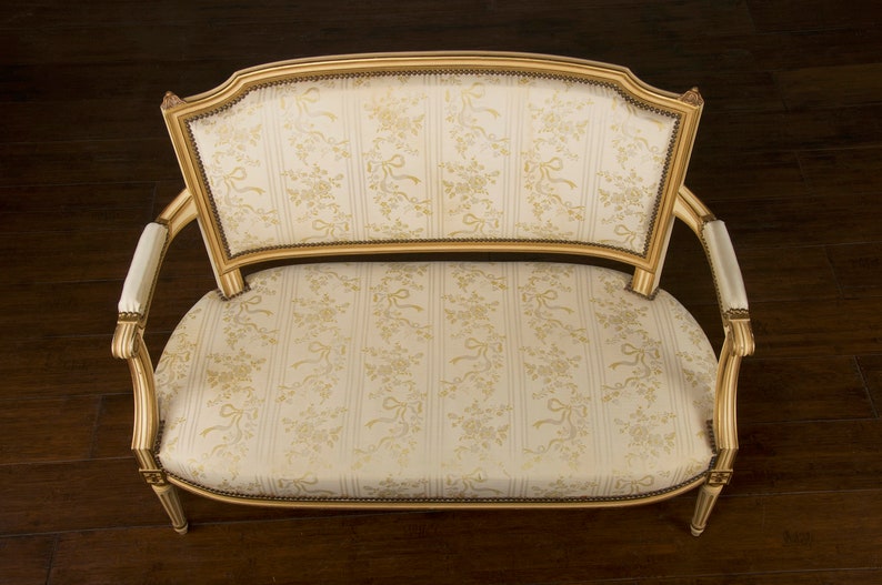 Vintage French Louis XVI Style Painted Provincial Loveseat image 3
