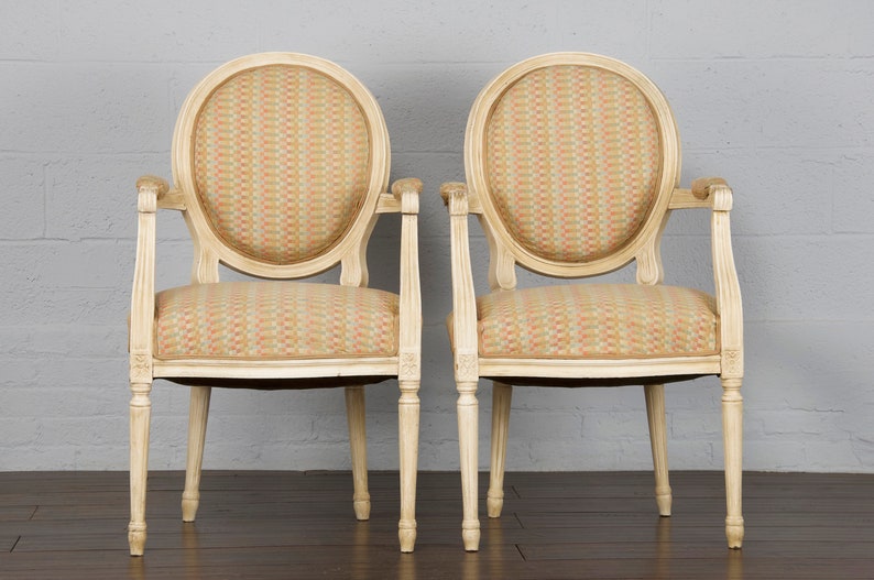 Antique Pair of French Louis XVI Provincial Painted Armchairs image 2