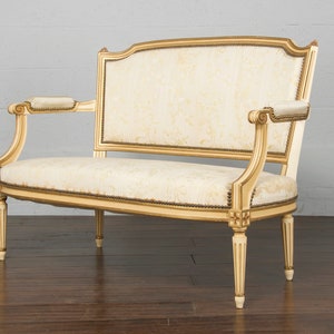 Vintage French Louis XVI Style Painted Provincial Loveseat image 6