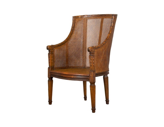 19th Century French Neoclassical Louis XVI Style Cane Walnut 