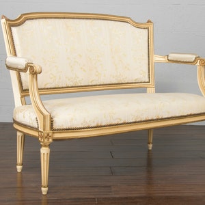Vintage French Louis XVI Style Painted Provincial Loveseat image 2