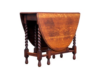 19th Century French Louis XIII Style Tiger Oak Gate Leg Table