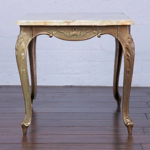 Antique French Louis XV Style Provincial Brass Coffee Table W/ Onyx Marble image 9