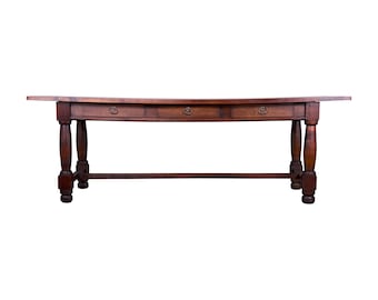 Country French Provincial Style Maple Farmhouse Trestle Table