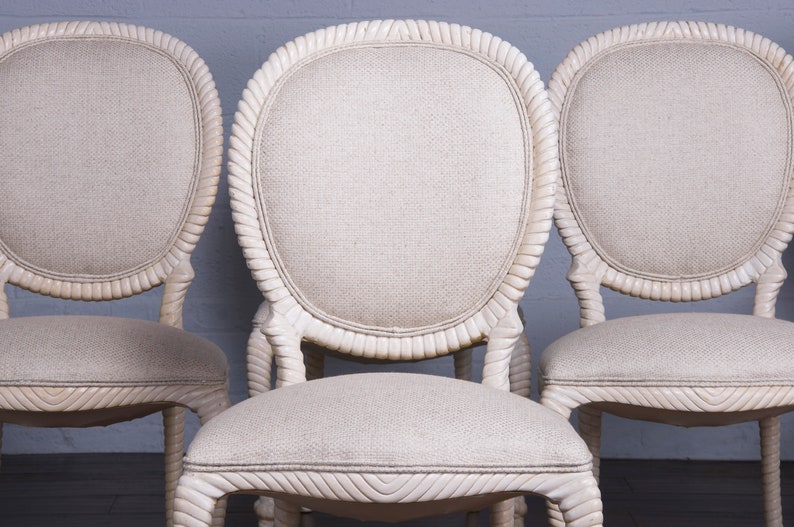 Napoleon III Style Faux Rope Painted Dining Chairs Set of 6 image 2