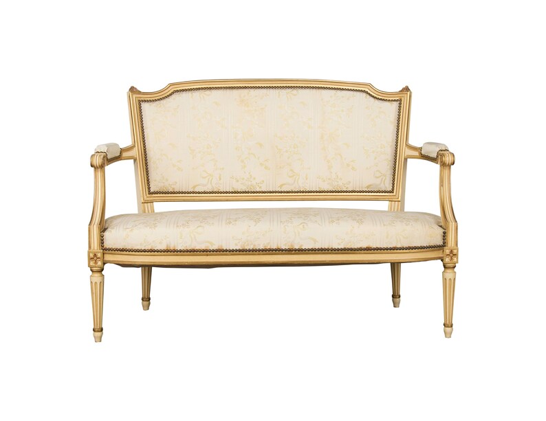 Vintage French Louis XVI Style Painted Provincial Loveseat image 1