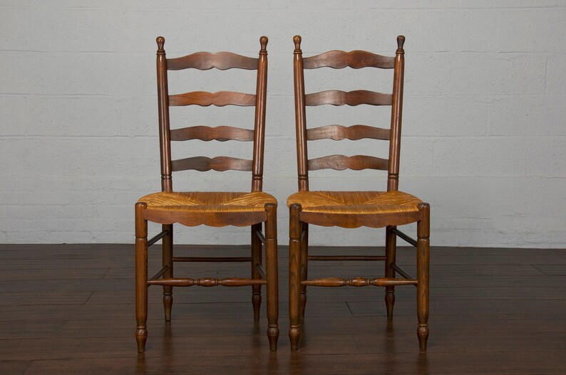 Vintage Country French Provincial Farmhouse Ladder Back Maple Etsy