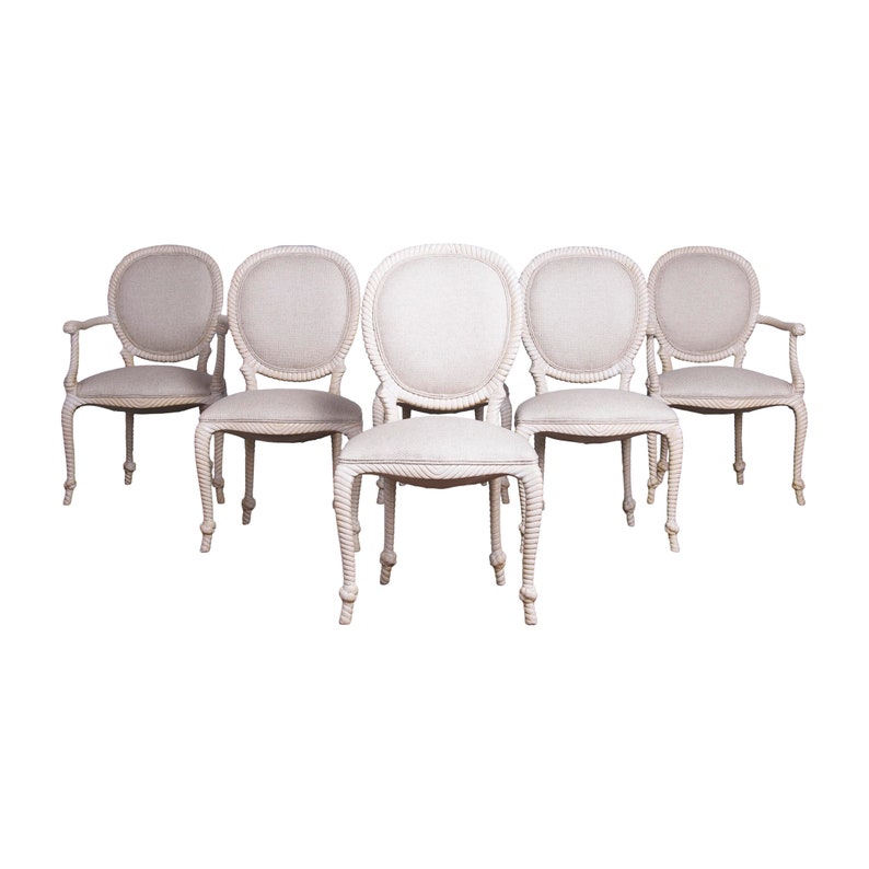 Napoleon III Style Faux Rope Painted Dining Chairs Set of 6 image 1