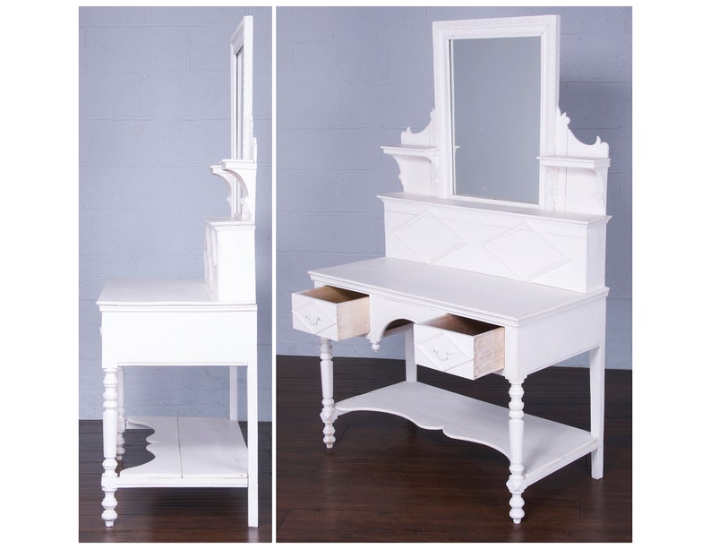 Antique Country French Provincial White Vanity image 6
