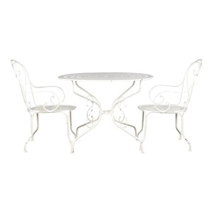 French Art Nouveau Style White Wrought Iron Painted Garden Set