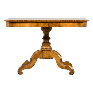 19th Century Italian Napoleon III Style Inlay Walnut Sorrento Pedestal Table