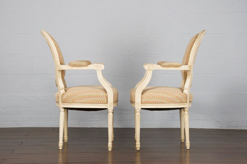 Antique Pair of French Louis XVI Provincial Painted Armchairs image 4