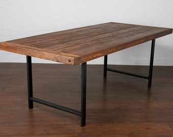 Contemporary Country Reclaimed Rustic Pine Wood Farmhouse Dining Table