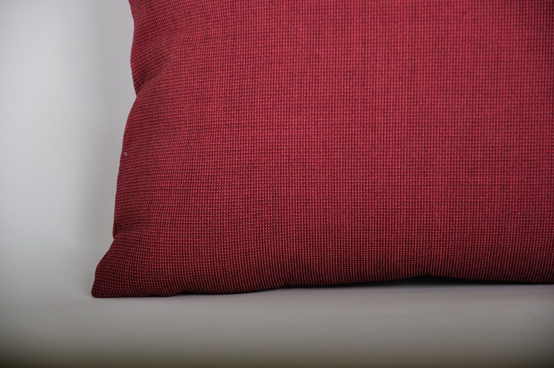 18 Raspberry Red Wool and Poly Blend Knoll Pillow