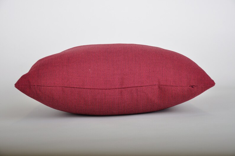 18 Raspberry Red Wool and Poly Blend Knoll Pillow